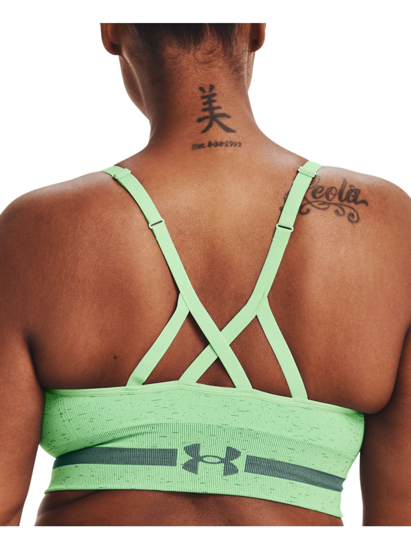 UNDER ARMOUR Intimates Green Ribbed Strappy Light Support Compression Sports Bra XS
