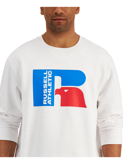 RUSSELL ATHLETIC Mens Ricardo White Logo Graphic Crew Neck Fleece Sweatshirt M