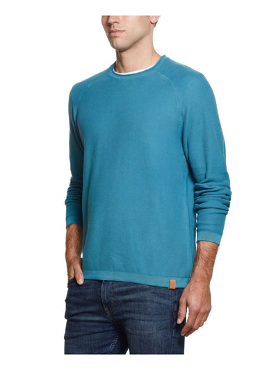 WEATHERPROOF VINTAGE Mens Turquoise Lightweight, Crew Neck Classic Fit Cotton Pullover Sweater L