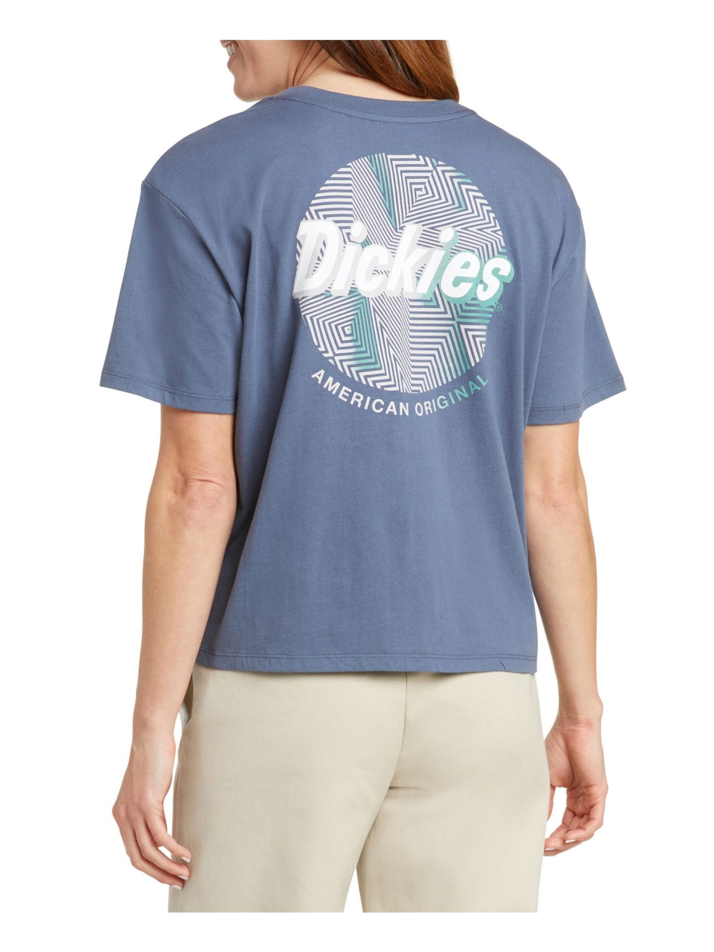 DICKIES Womens Navy Logo Graphic Short Sleeve Crew Neck T-Shirt Juniors L