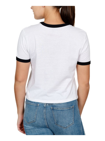 REBELLIOUS ONE Womens White Graphic Short Sleeve Crew Neck T-Shirt S