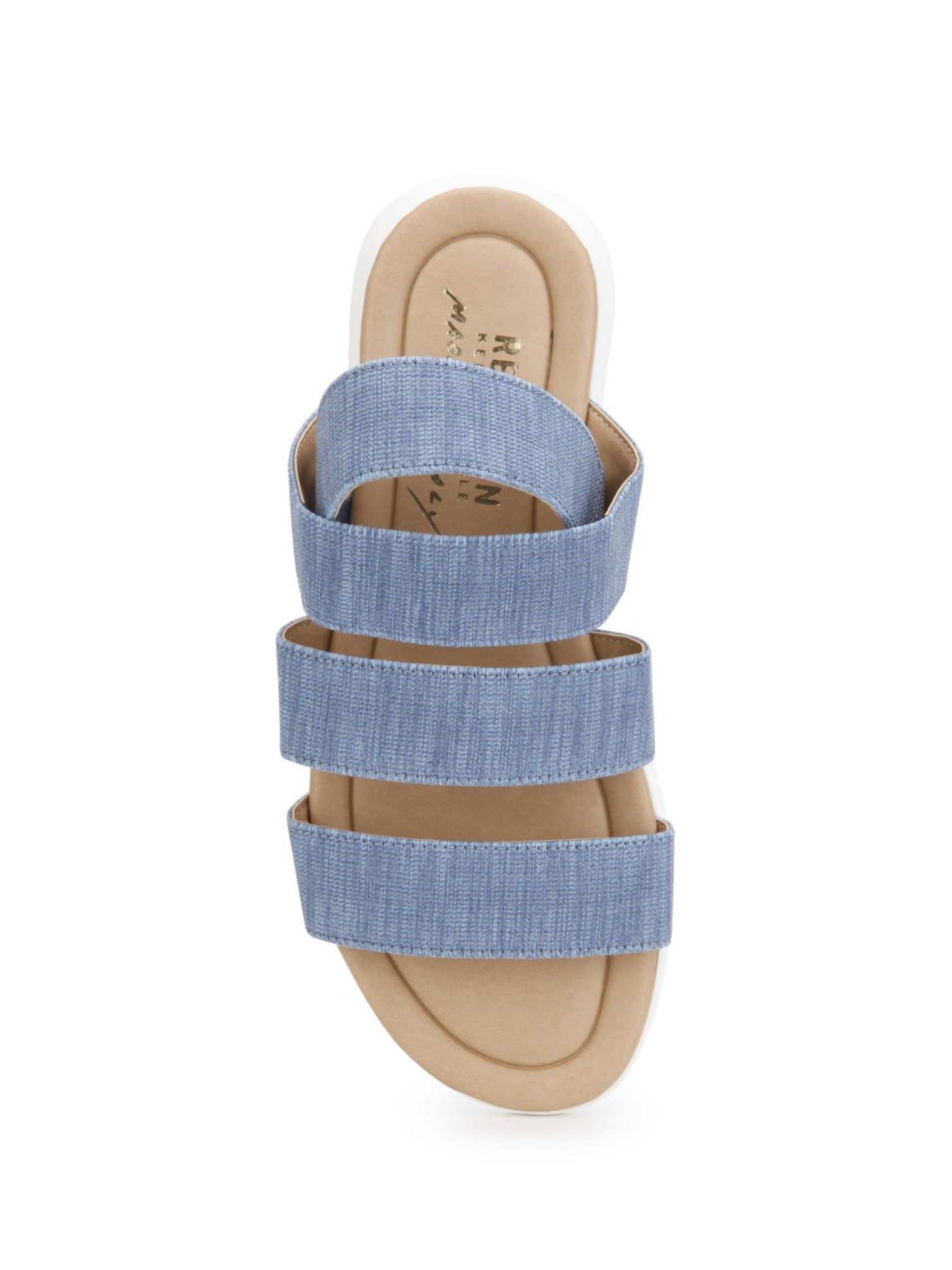 KENNETH COLE Womens Blue 1/2 Heel Stretch Padded Mandi Round Toe Wedge Slip On Slingback Sandal 8.5