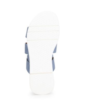 KENNETH COLE Womens Blue 1/2 Heel Stretch Padded Mandi Round Toe Wedge Slip On Slingback Sandal