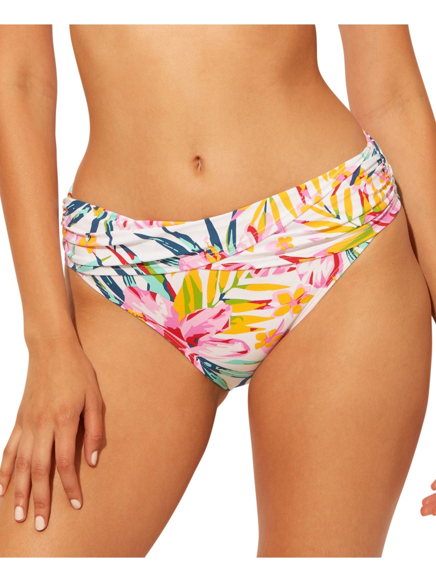 BLEU Women's Multi Color Floral Stretch FOLDOVER Full Coverage Hipster Swimsuit Bottom 12