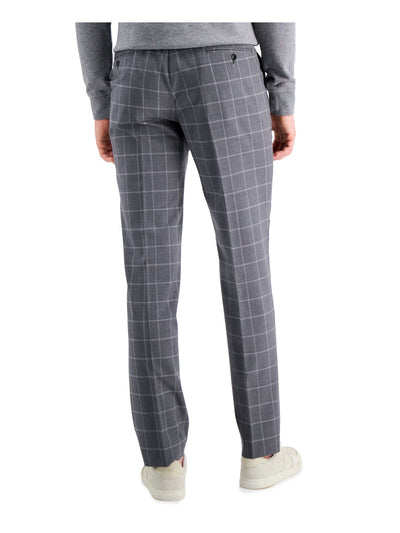 ARMANI EXCHANGE Mens Gray Flat Front, Plaid Slim Fit Stretch Suit Separate Pants 32 Waist