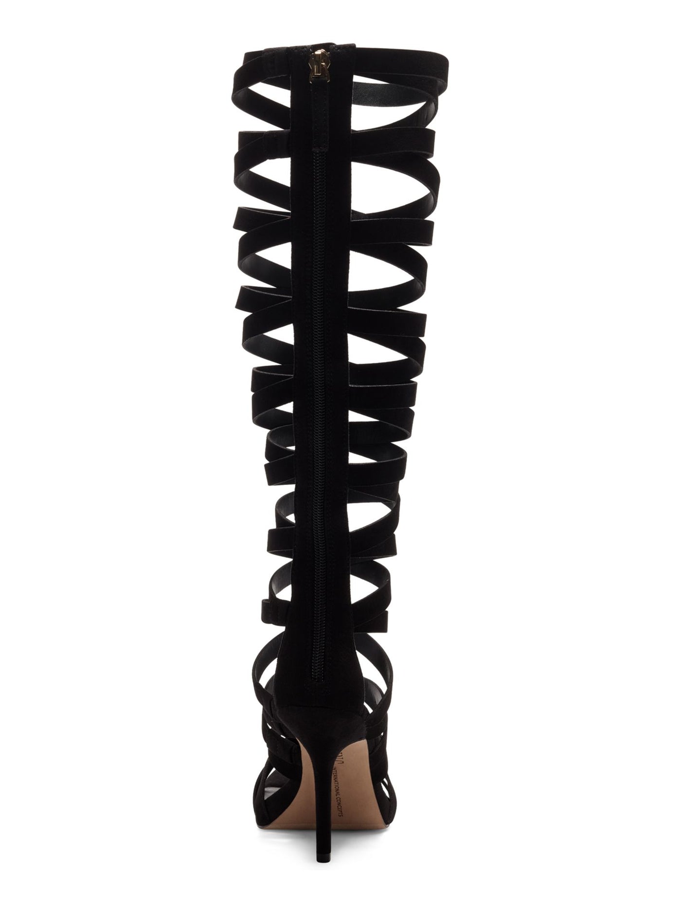 INC Womens Black Allover Crisscross Strapping Padded Lennox Round Toe Stiletto Zip-Up Dress Heeled Gladiator Sandal 6 M