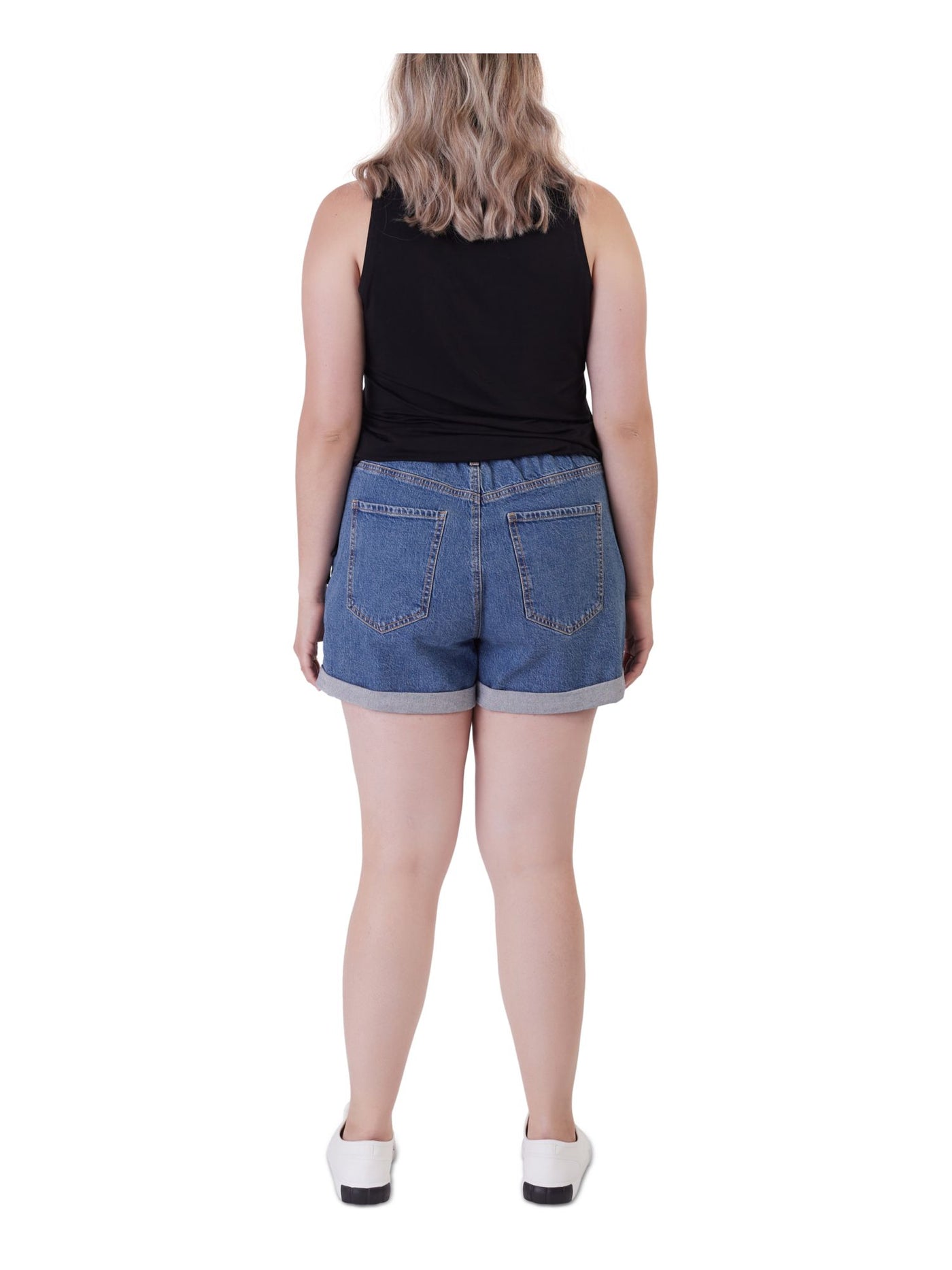 BLACK TAPE Womens Blue Denim Pocketed Distressed Cuffed Shorts 14