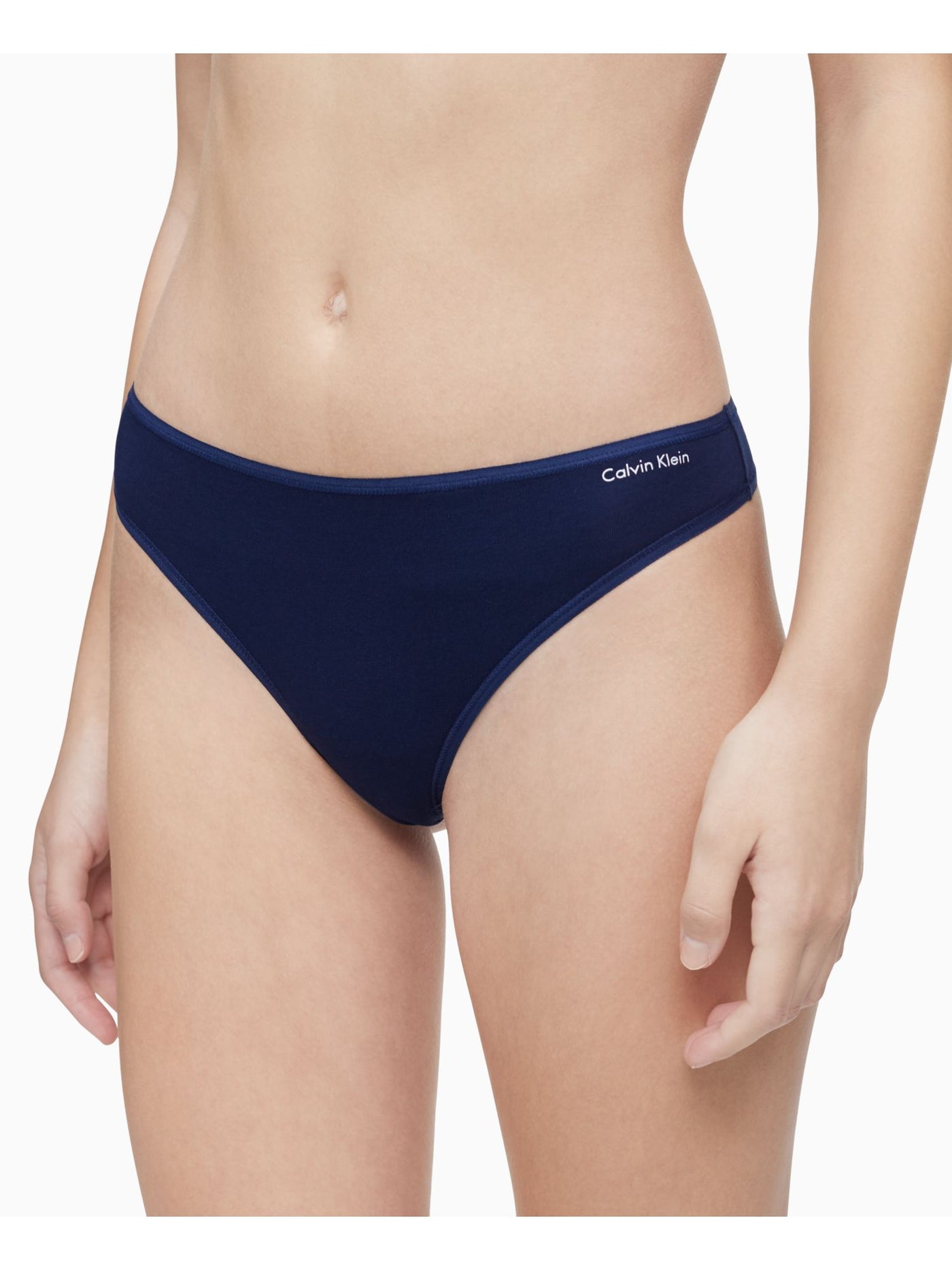 CALVIN KLEIN Intimates Navy Logo At Front Hip Thong Underwear L