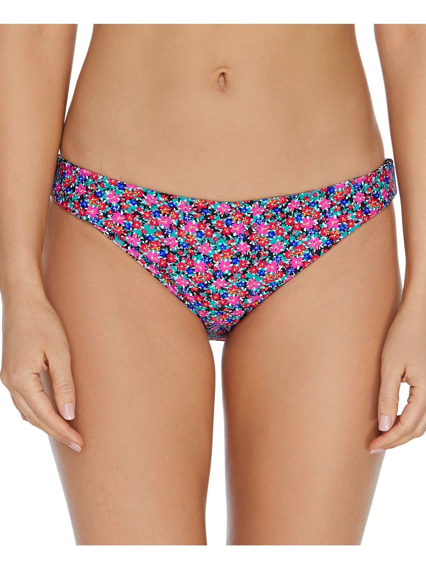 RAISINS Women's Pink Floral Stretch Lined Reversible Full Coverage Sunshine Gypsy Bikini Swimsuit Bottom S