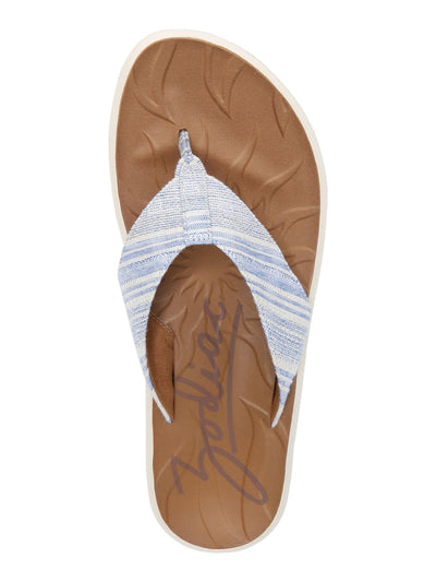 ZODIAC Womens Blue Striped Sunny Round Toe Slip On Flip Flop Sandal 7 M