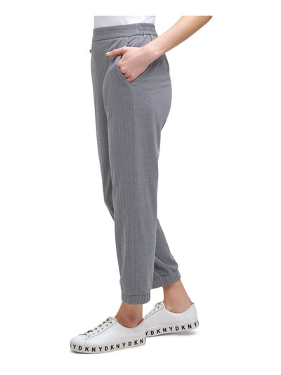DKNY Womens Gray Stretch Pocketed Mid Rise Pull-on Banded Hem Herringbone Active Wear Pants XXL