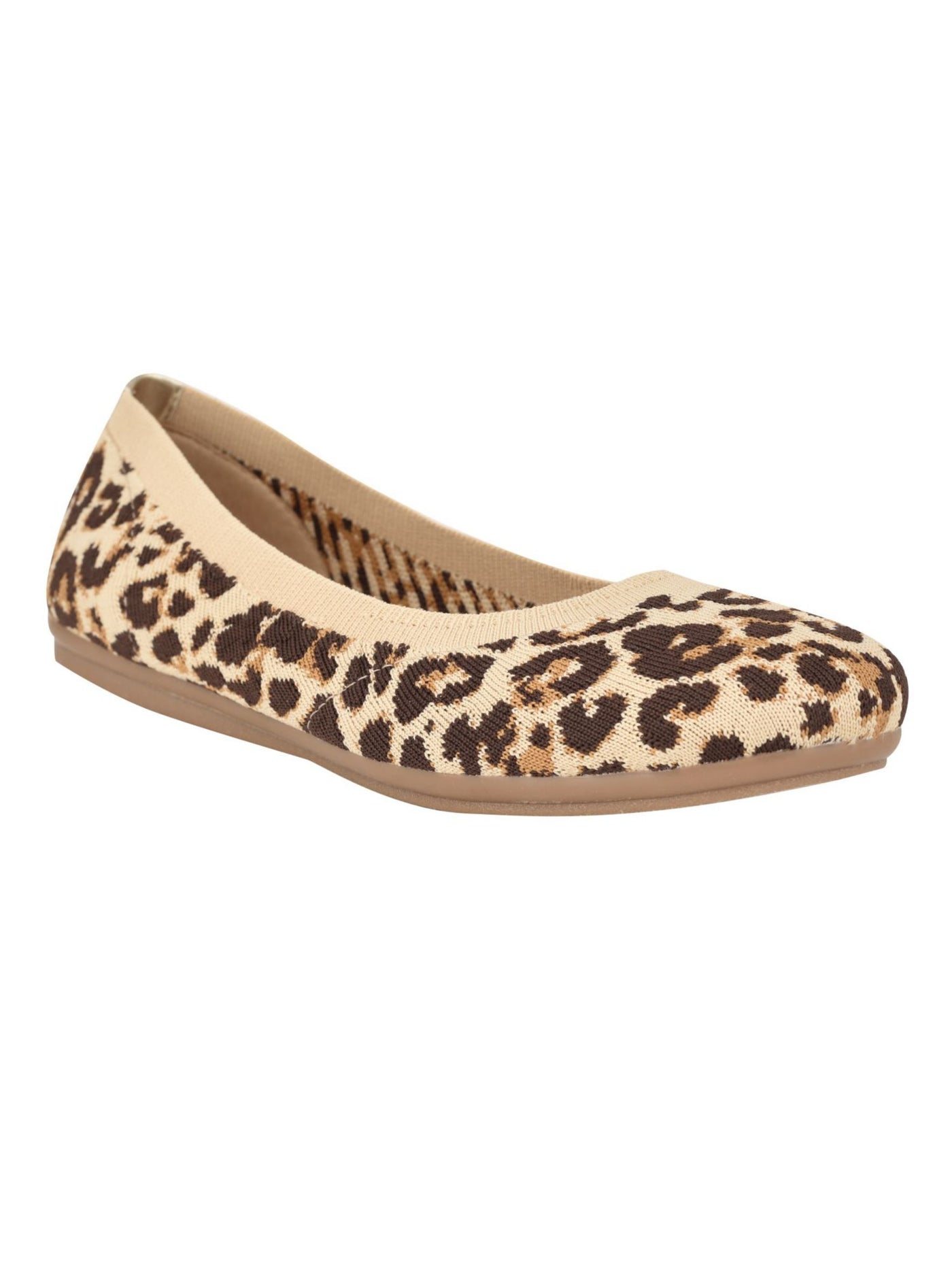 EASY SPIRIT Womens Beige Animal Print Cushioned Comfort Knit Arch Support Limited Edition Greta Round Toe Slip On Ballet Flats 6.5 M