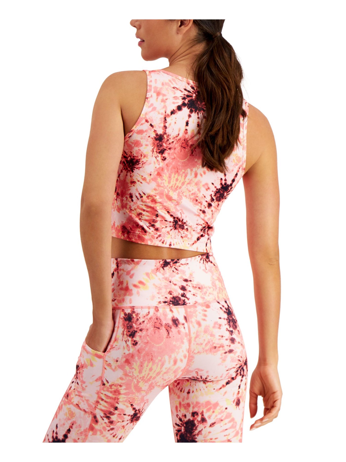 IDEOLOGY Womens Pink Moisture Wicking Short Length Tie Dye Sleeveless Round Neck Tank Top XS