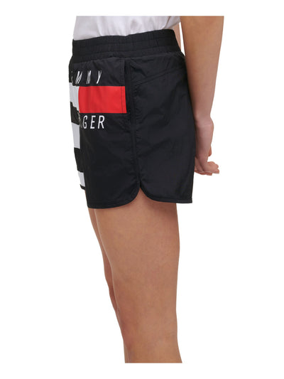 TOMMY HILFIGER SPORT Womens Black Stretch Logo Graphic Active Wear Shorts XS