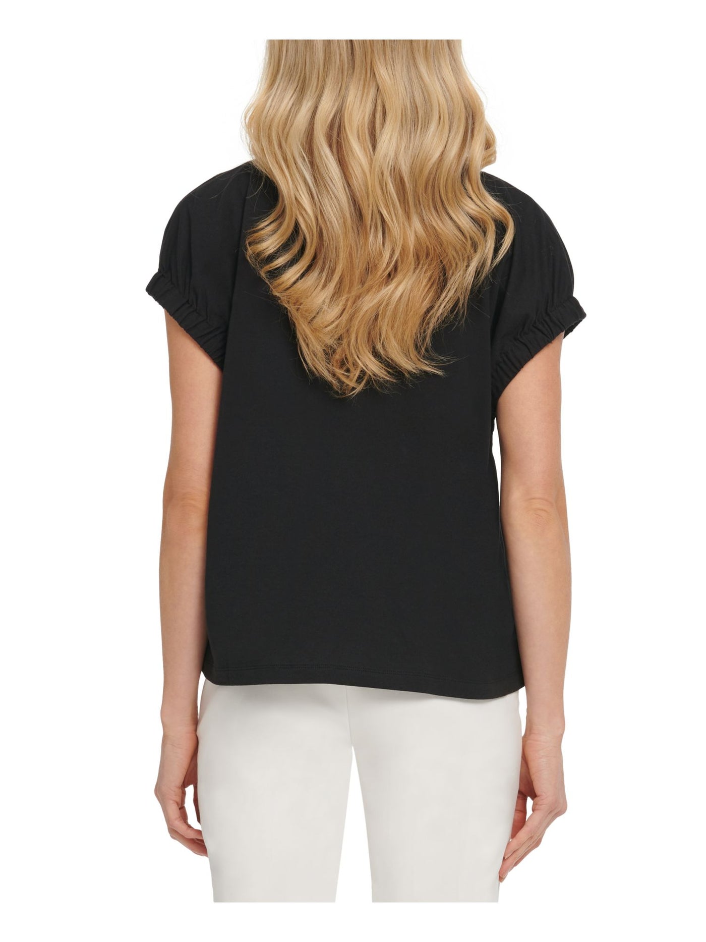 DKNY Womens Black Short Sleeve Crew Neck T-Shirt XS