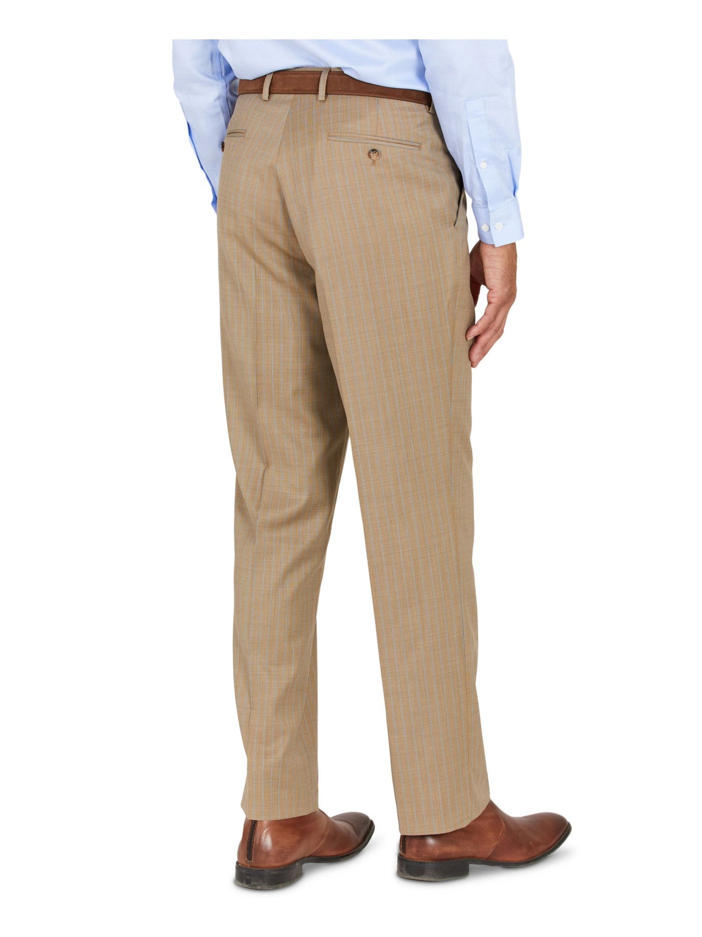 TAYION BY MONTEE HOLLAND Mens Beige Pleated, Striped Classic Fit Suit Separate Pants 30 X 32