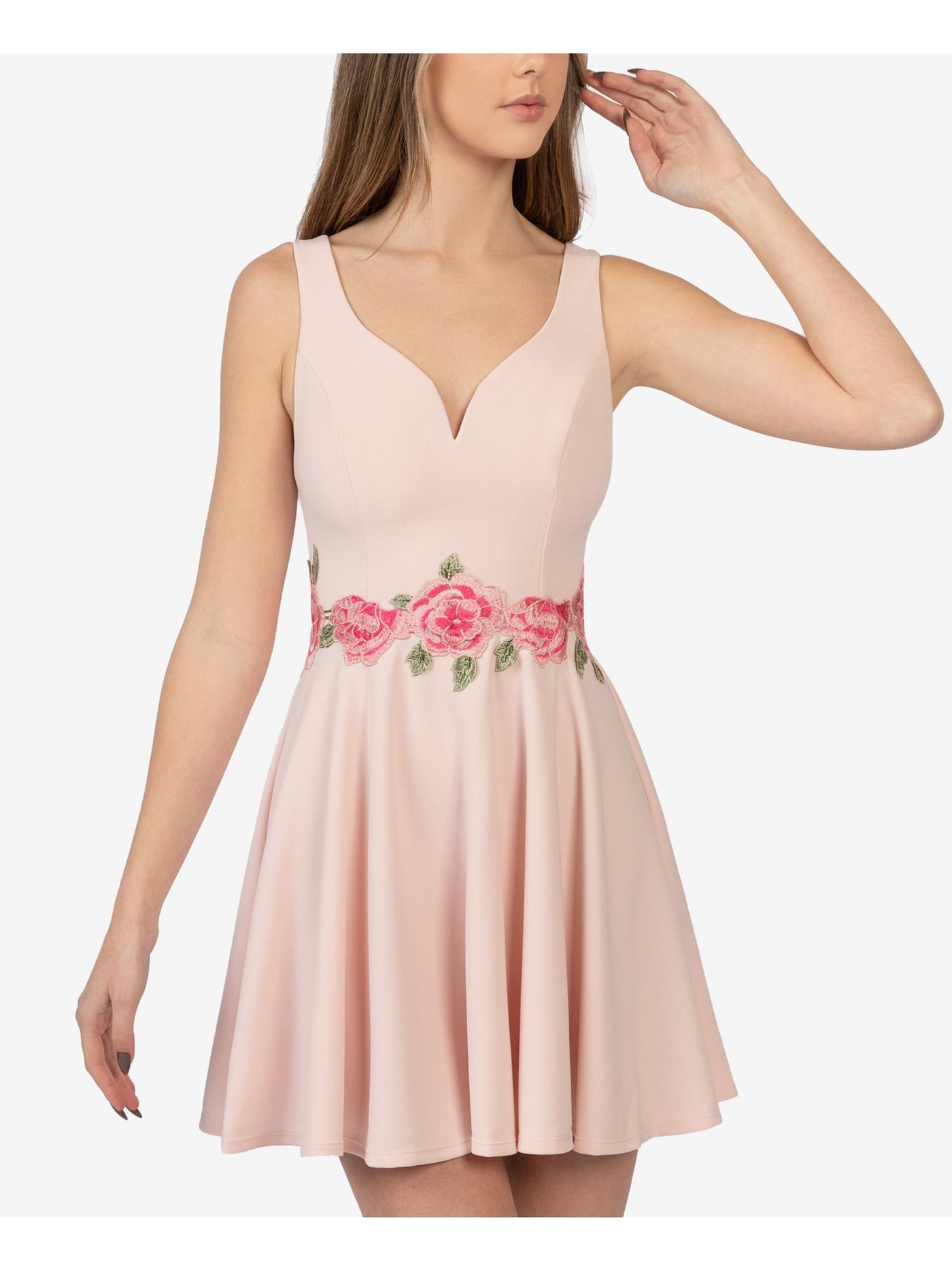 B DARLIN Womens Pink Stretch Zippered Cut Out Button Closure Sleeveles Bobbi + Bricka B DARLIN Womens Pink Stretch Zippered Cut Out Button Closure Sleeveles Bobbi + Bricka
