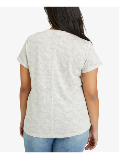 SANCTUARY Womens Beige Cotton Blend Pocketed Slitted Twist Neckline Camouflage Short Sleeve T-Shirt XS