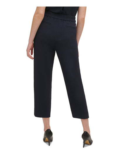 TOMMY HILFIGER Womens Navy Pocketed Slitted Mid Rise Pull-on Style Wear To Work Capri Pants 4