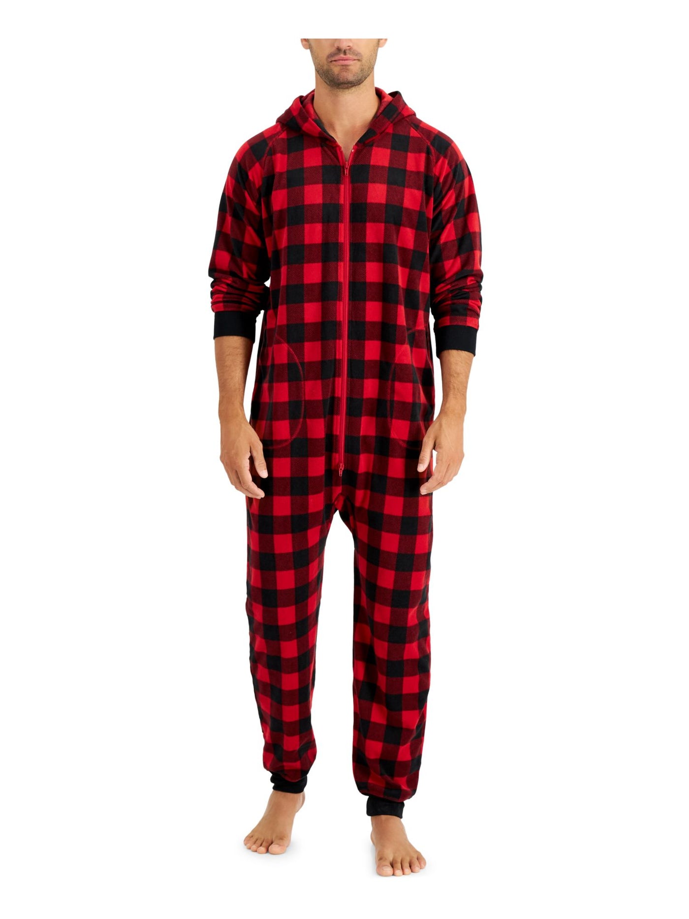 FAMILY PJs Intimates Red Rib-Knit Cuffs Check Holiday S