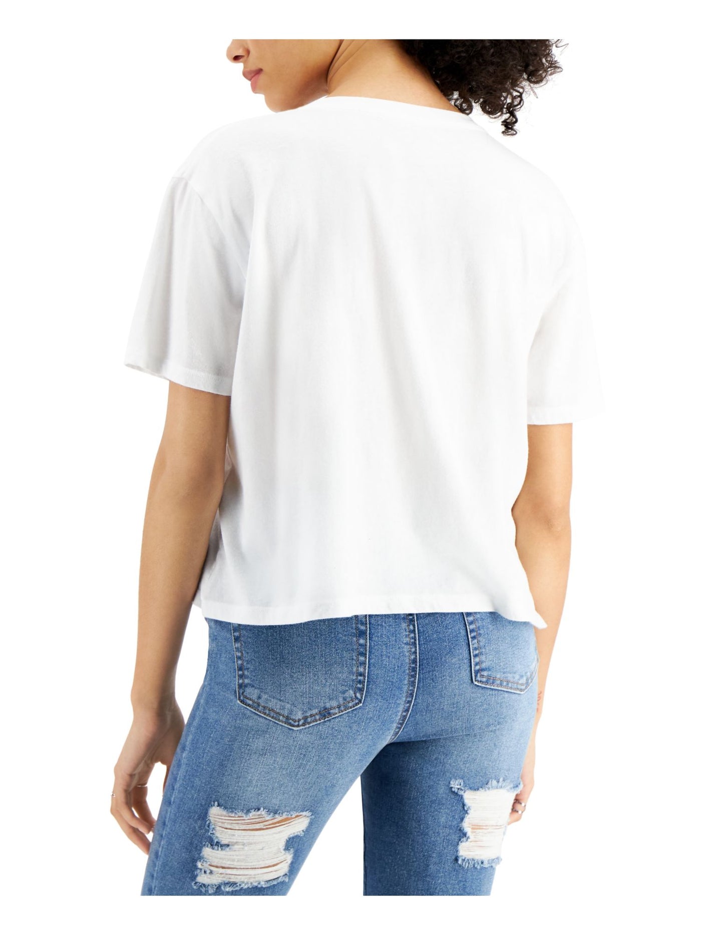 GRAYSON THREADS Womens White Cotton Blend Printed Short Sleeve Crew Neck T-Shirt L