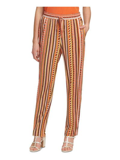 DKNY Womens Orange Printed Straight leg Pants XS