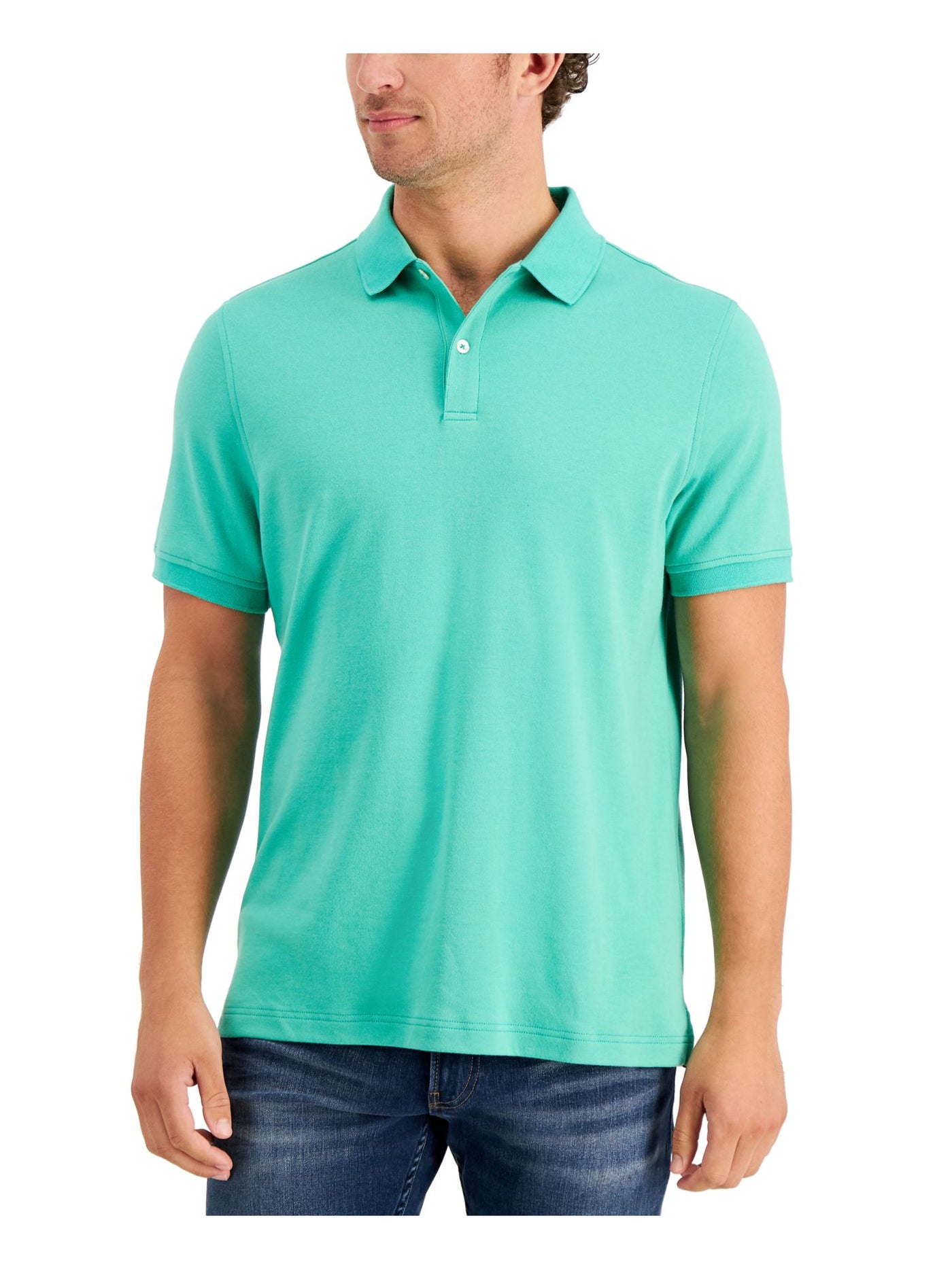 CLUBROOM Mens Soft Touch Interlock Green Classic Fit Polo M