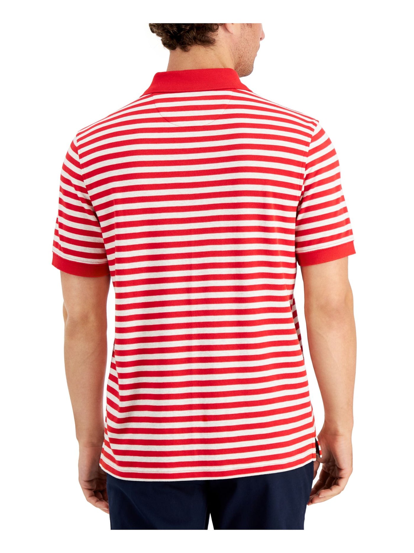 CLUBROOM Mens Red Striped Classic Fit Stretch Polo XXL