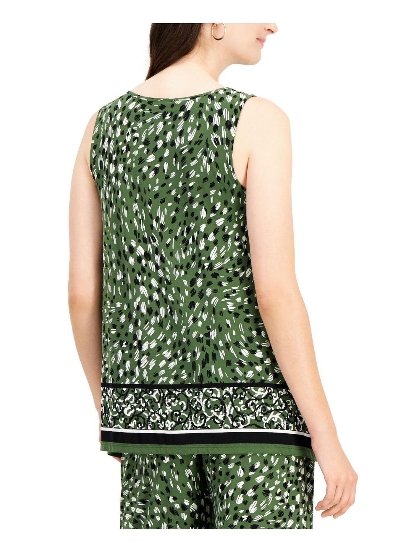 KASPER Womens Green Stretch Sleeveless Round Neck Wear To Work Tank Top L
