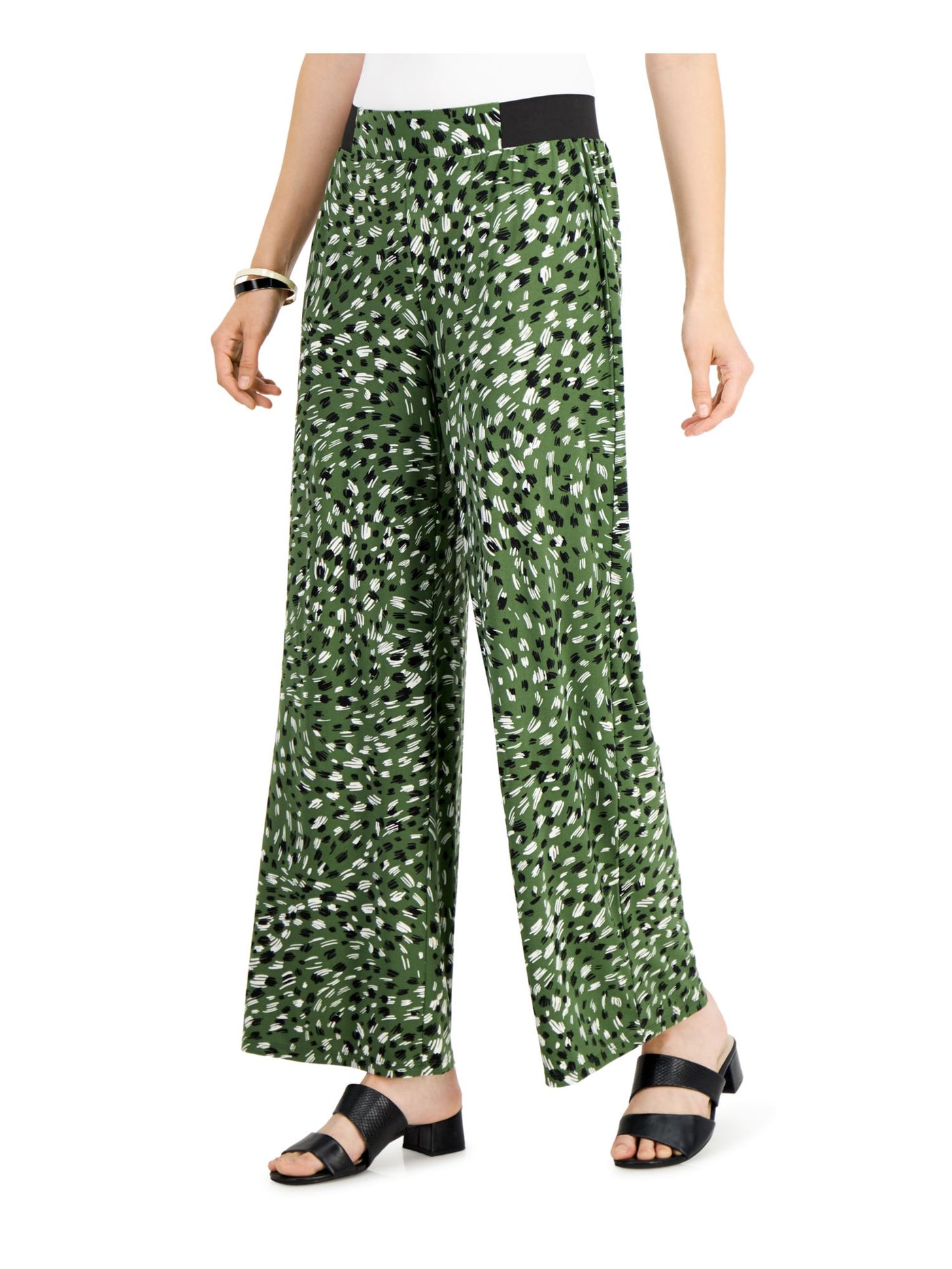 KASPER Womens Green Printed Wear To Work High Waist Pants XS