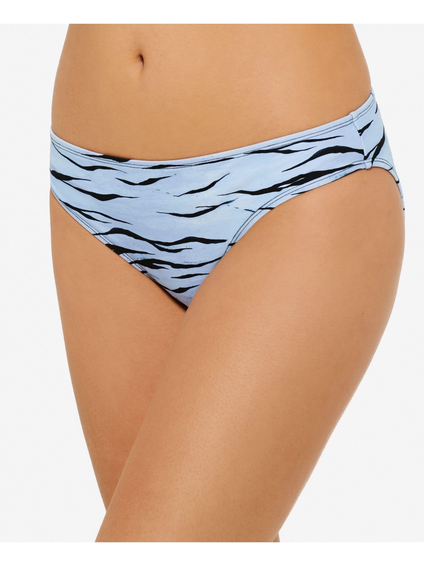HULA HONEY Women's Light Blue Animal Print Lined Wild Cat Hipster Swimsuit Bottom S