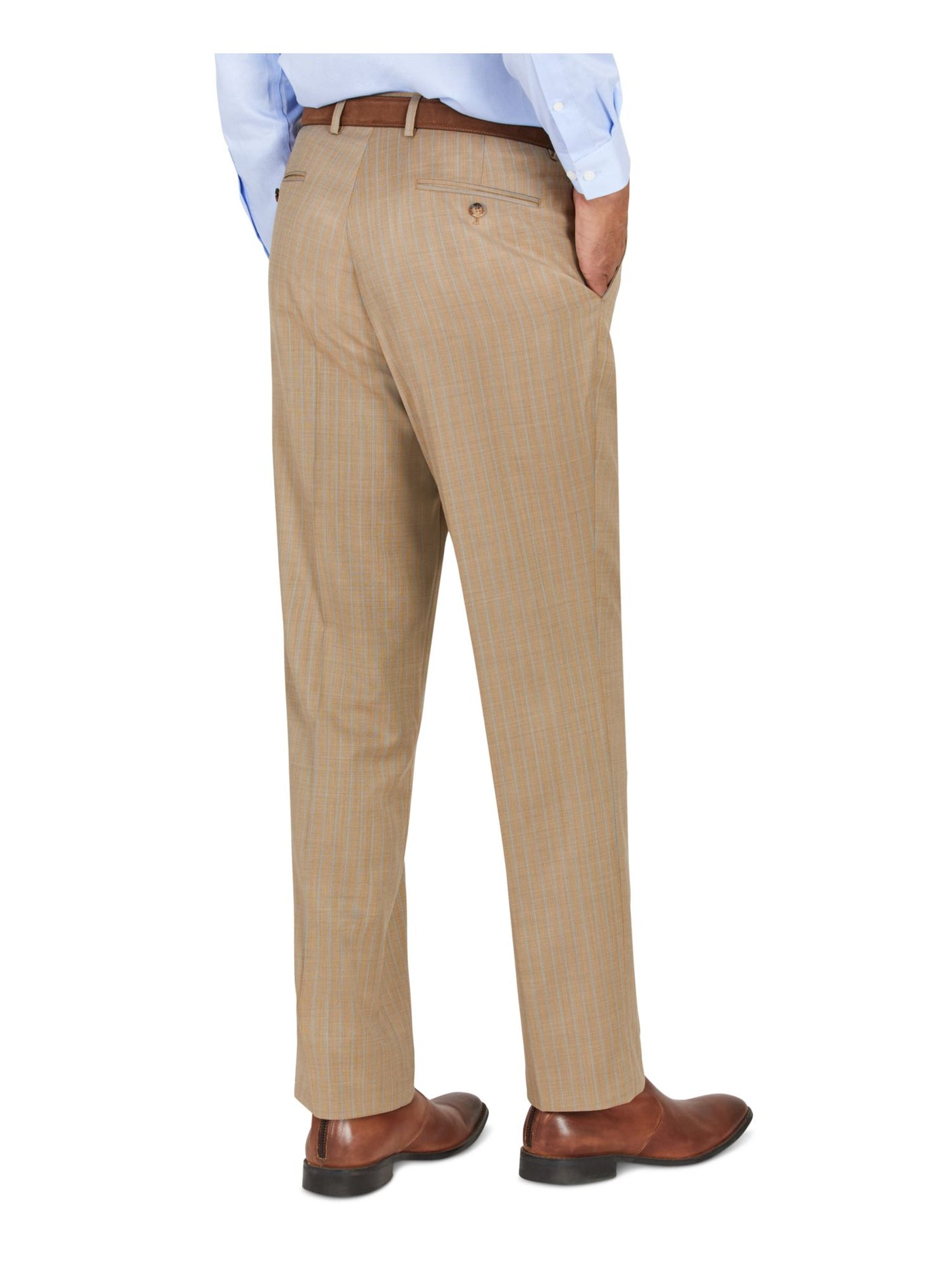 TAYION BY MONTEE HOLLAND Mens Beige Pleated, Striped Classic Fit Suit Separate Pants 30WX30L