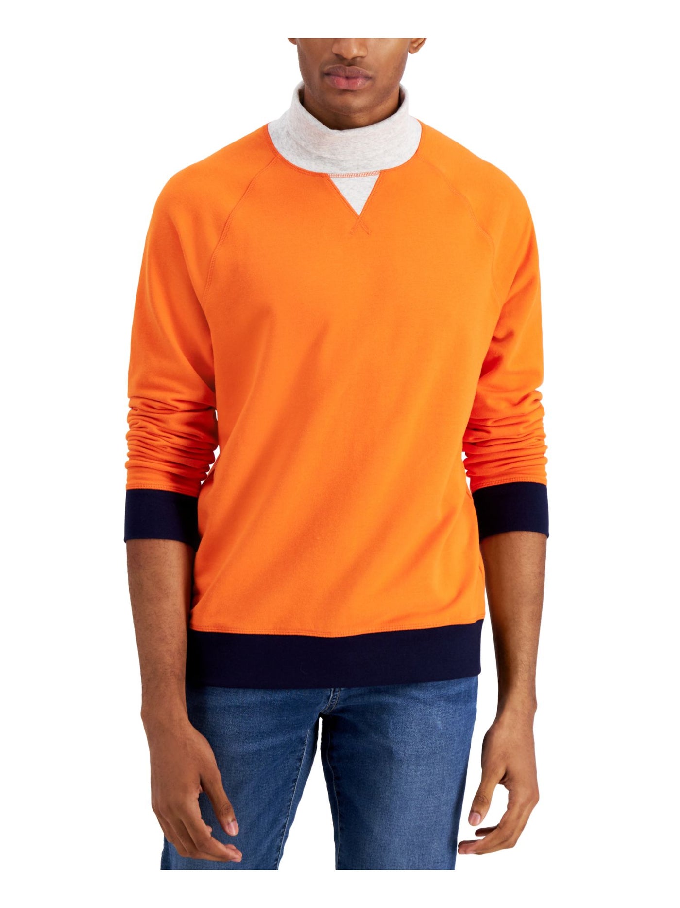 CLUBROOM Mens Orange Turtle Neck Classic Fit Fleece Sweatshirt XL