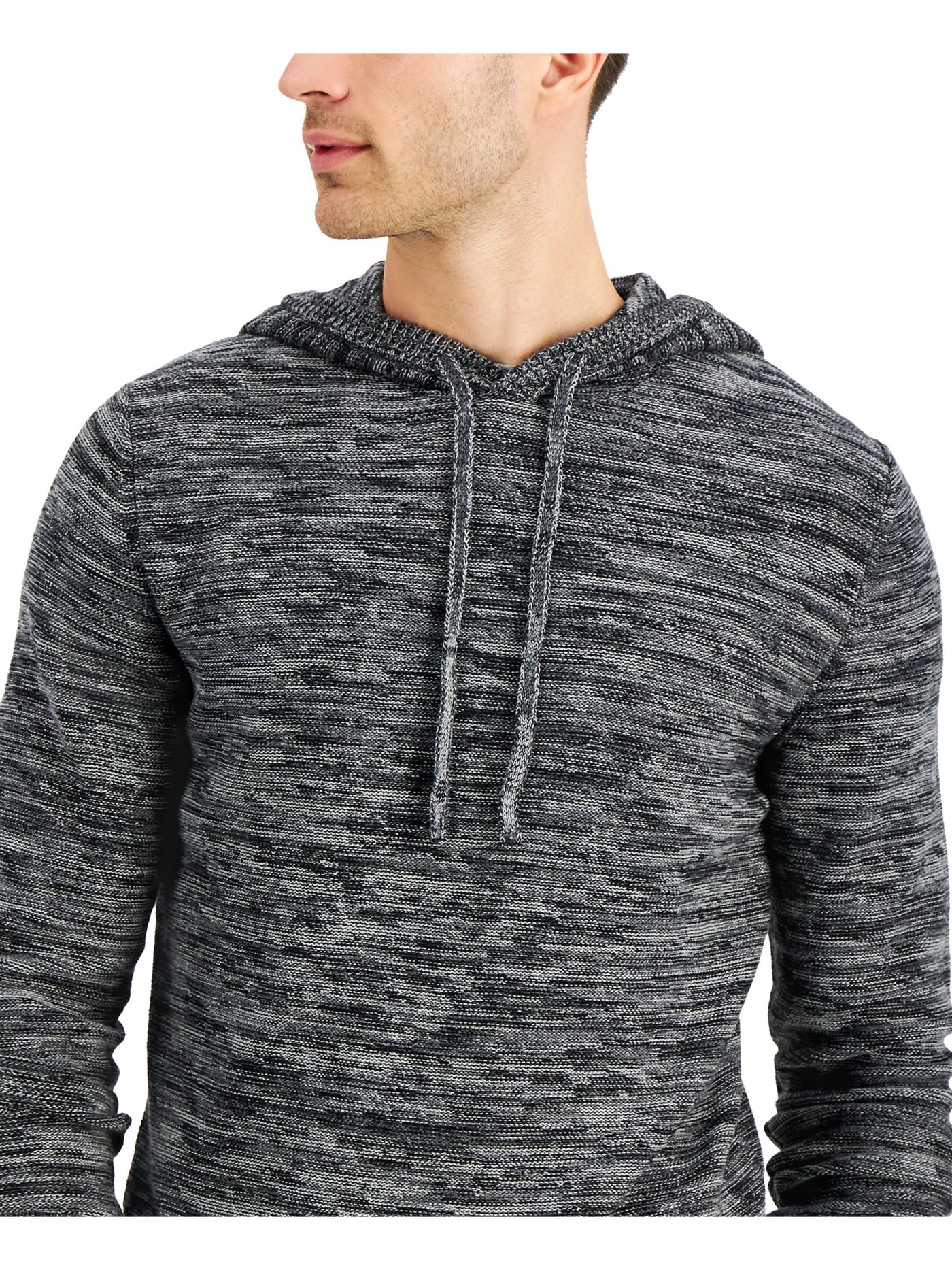 SUN STONE Mens Black Heather Classic Fit Draw String Pullover Sweater S