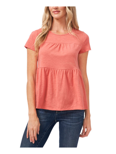 CECE Womens Pink Cotton Blend Short Sleeve Crew Neck T-Shirt XS