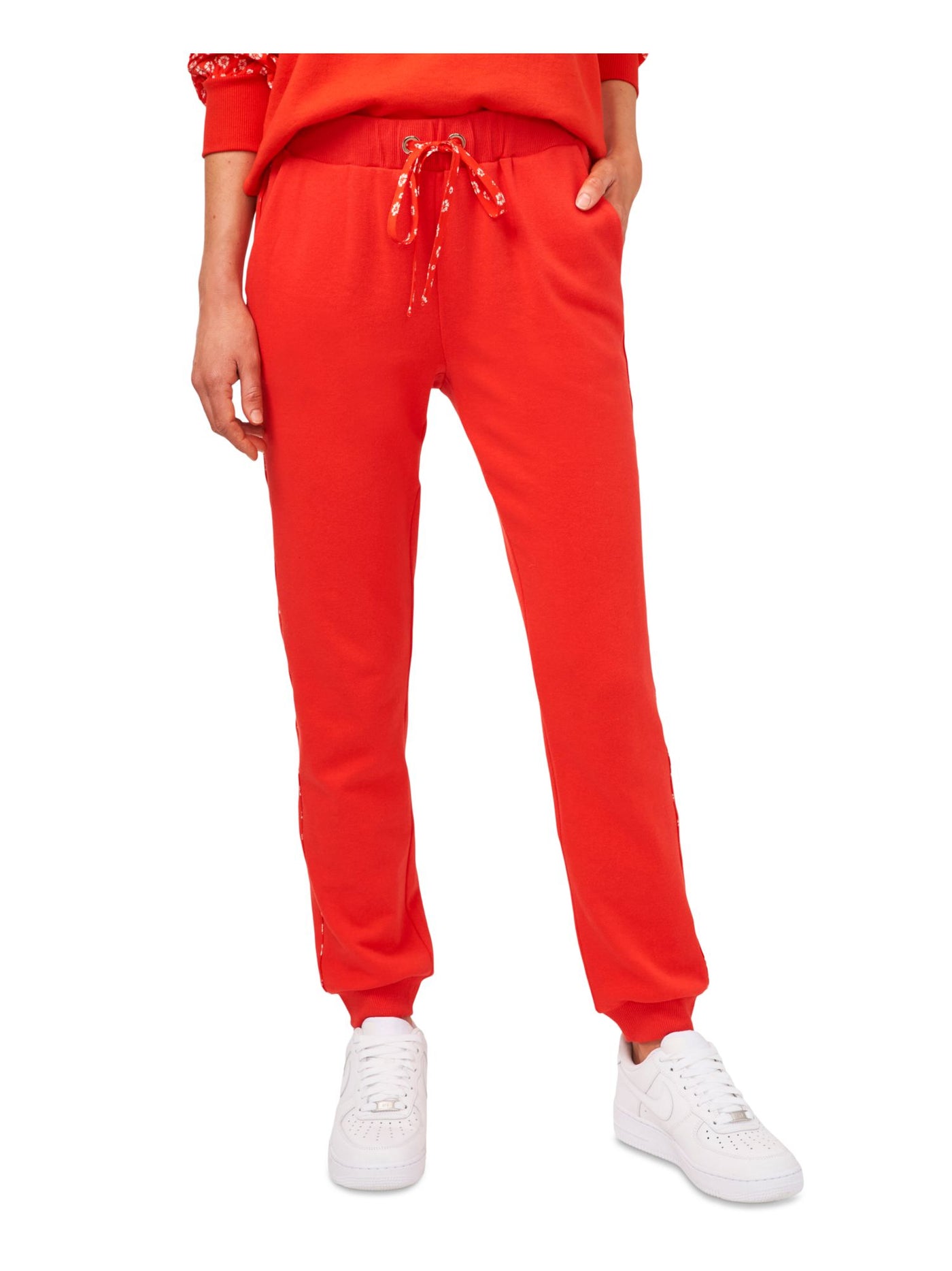 RILEY&RAE Womens Red Pocketed Tie Side Stripes Jogger Lounge Pants M