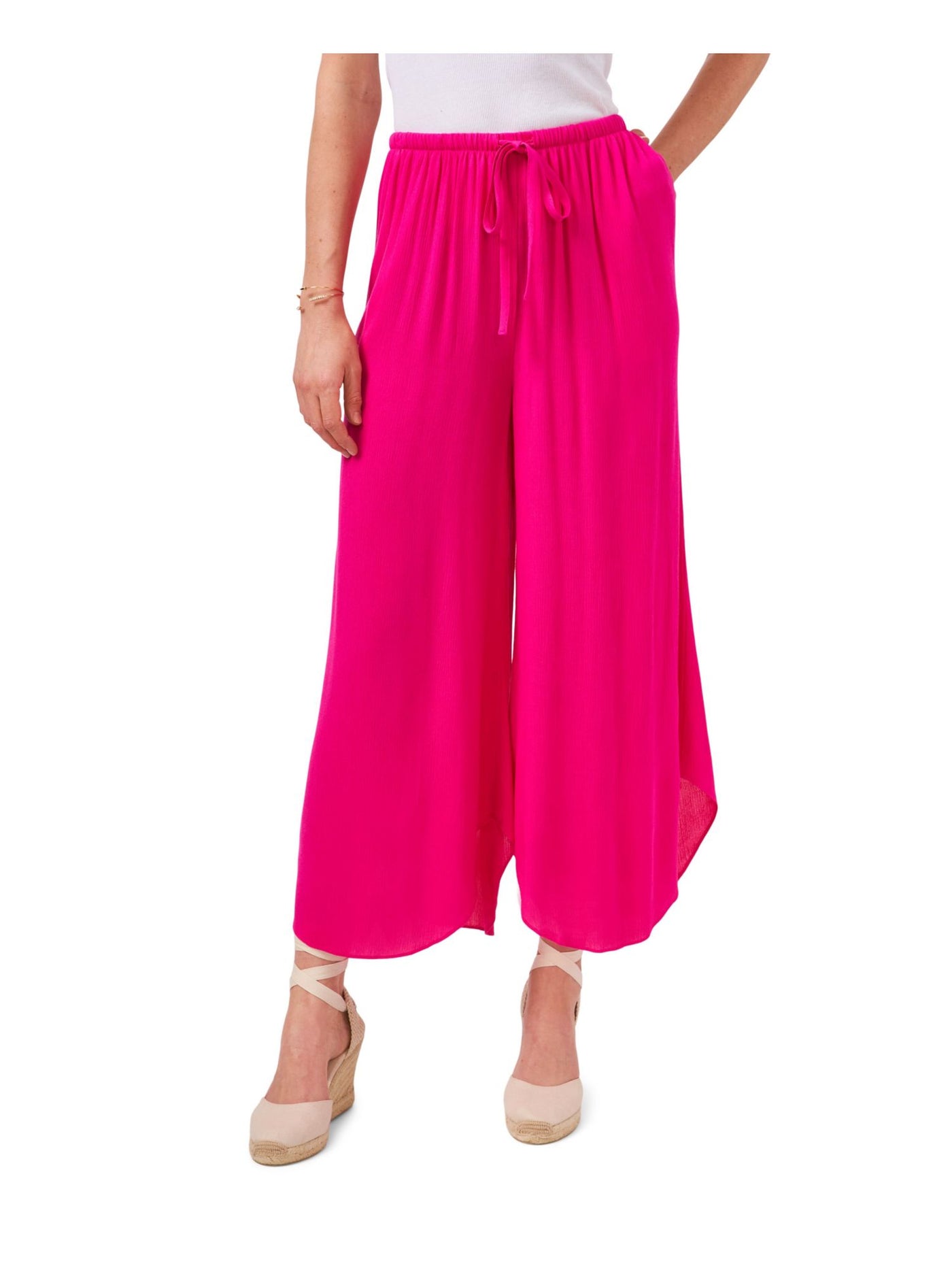 1. STATE Womens Pink Tie Wide Leg Pants S