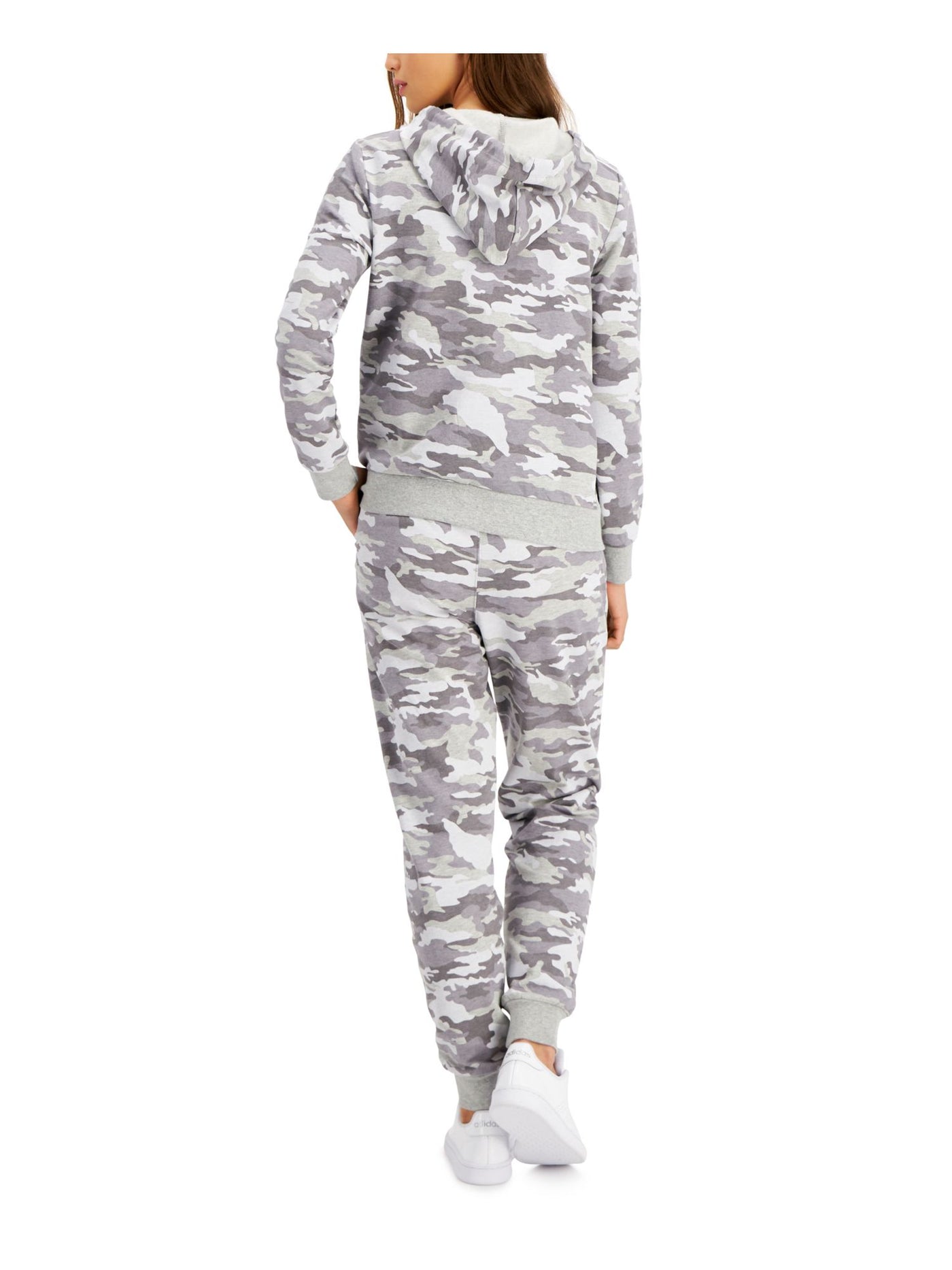 SELF E Womens Gray Pocketed Elastic Waist Rib Cuffs Jogger Camouflage Lounge Pants XS