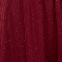 SPEECHLESS Womens Burgundy Zippered Glitter Ruffled Tiered Tulle Built In Br Spaghetti Strap Square Neck Short Party Fit + Flare Dress