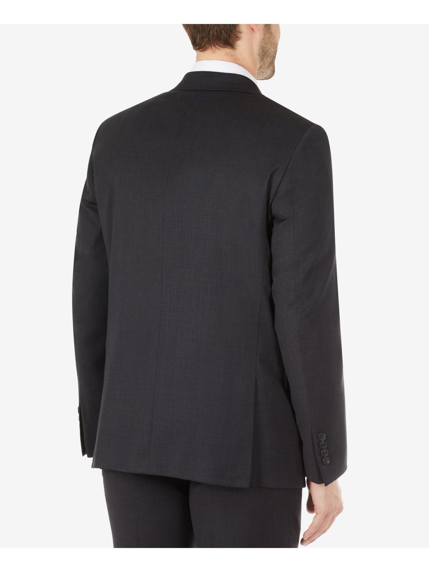CALVIN KLEIN Mens Black Single Breasted, Skinny Fit Stretch Suit Blazer 46R