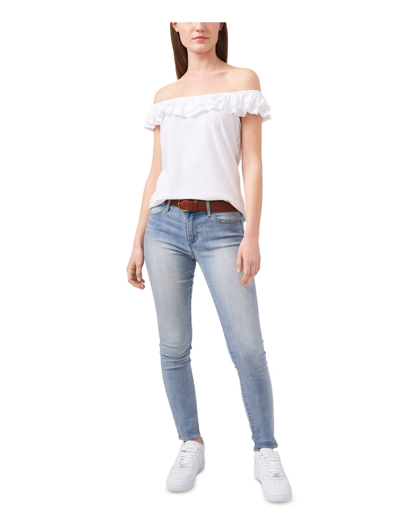RILEY&RAE Womens White Off Shoulder Top 2X