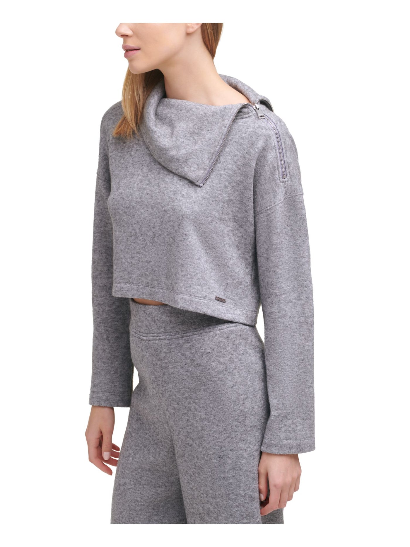 DKNY Womens Gray Heather Long Sleeve Top XL