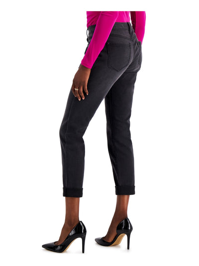 INC DENIM Womens Black Denim Zippered Pocketed Straight Cropped Jeans 14\32