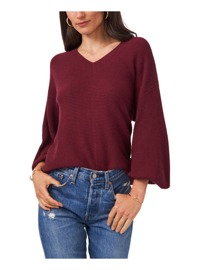 1. STATE Womens Purple Bell Sleeve V Neck Sweater XS