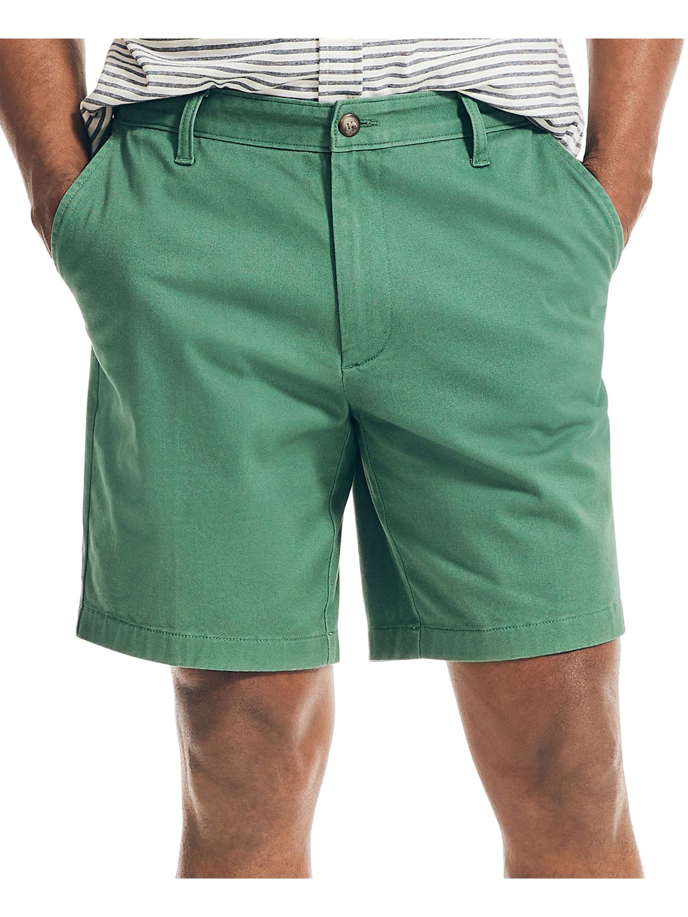 NAUTICA Mens Green Flat Front Easy Care Stretch Classic Fit Cotton Blend Shorts 30 Waist