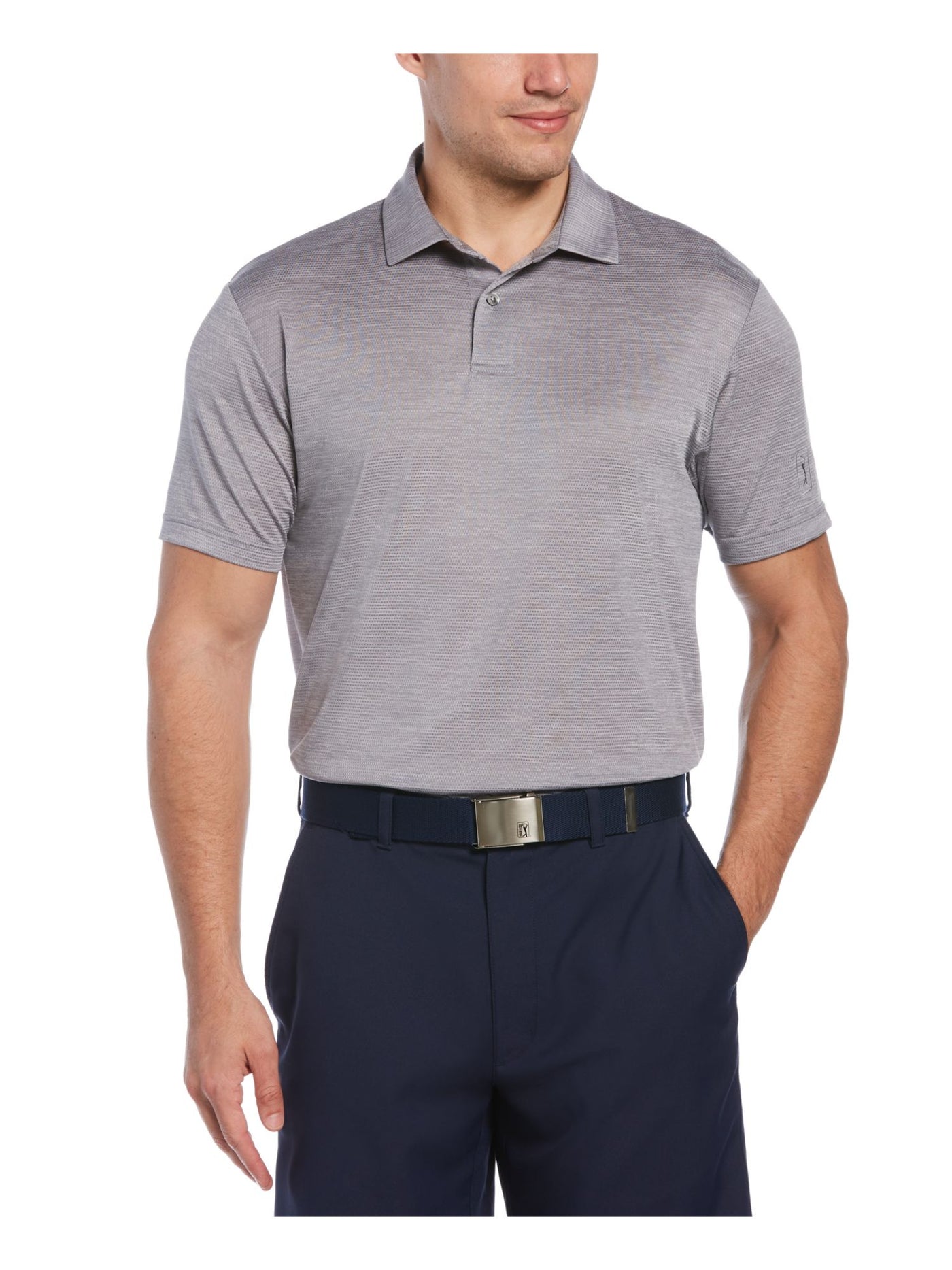 HYBRID APPAREL Mens Gray Heather Short Sleeve Classic Fit Moisture Wicking Polo M