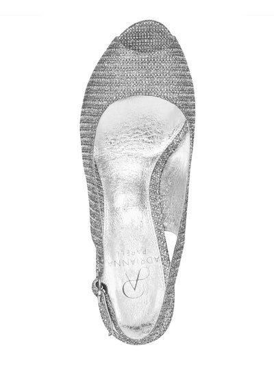 ADRIANNA PAPELL Womens Silver 1" Platform Cushioned Adjustable Rita Peep Toe Stiletto Slip On Leather Dress Slingback 6.5 M