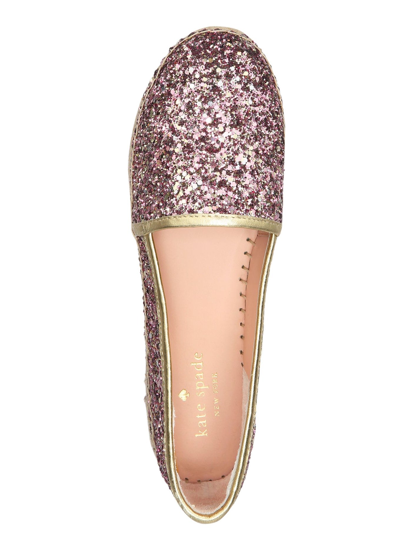 KATE SPADE NEW YORK Womens Beige Glitter Linds Round Toe Platform Slip On Leather Espadrille Shoes 6.5 M