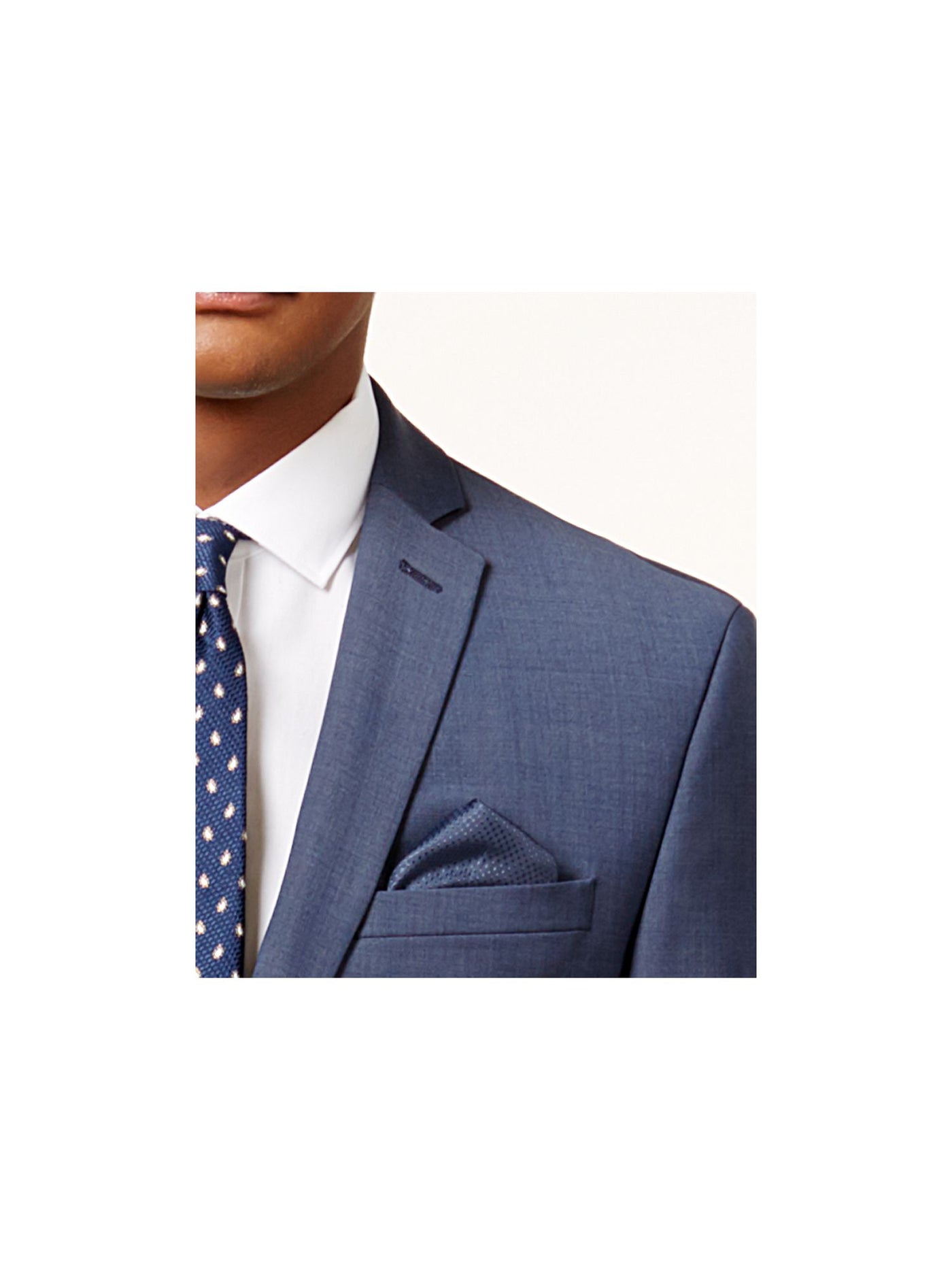 BAR III Mens Blue Lined Single Breasted Stretch Slim Fit Wrinkle Resistant Suit Separate Blazer Jacket 44R