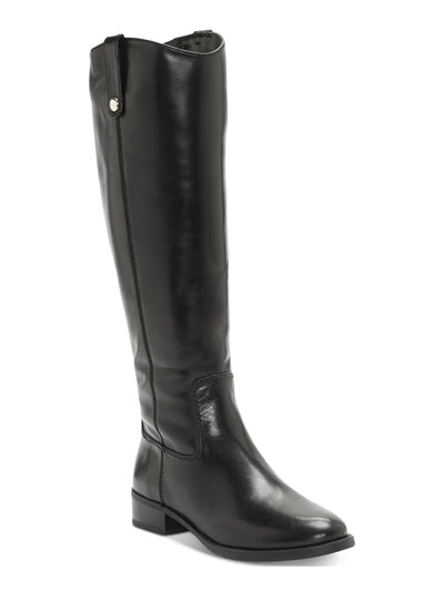 INC Womens Black Fawne Round Toe Stacked Heel Zip-Up Leather Riding Boot 6.5